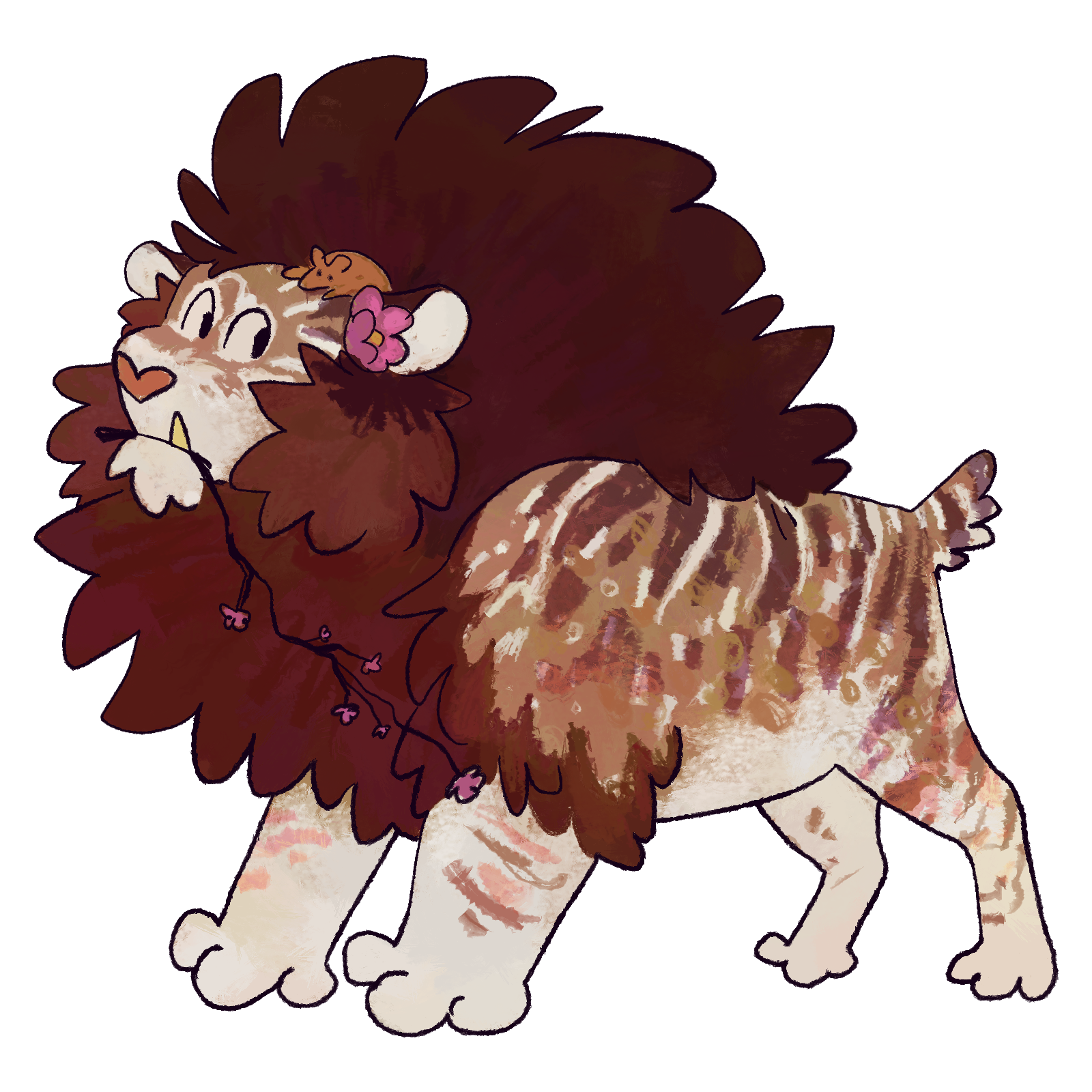 Small doodle of Sccarab, a fluffy brown striped primal lion