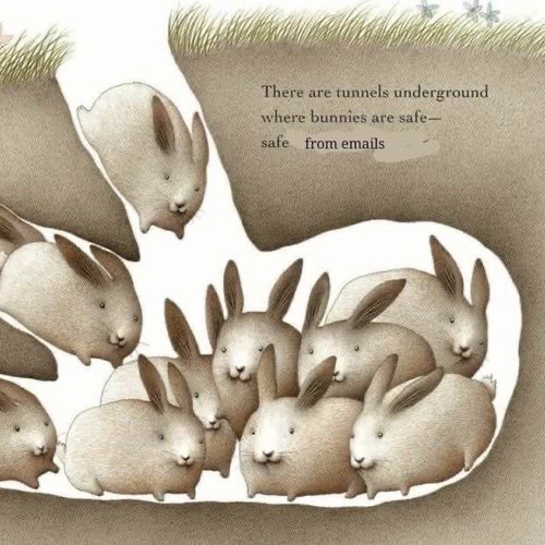 There are tunnels underground where bunnies are safe safe from emails