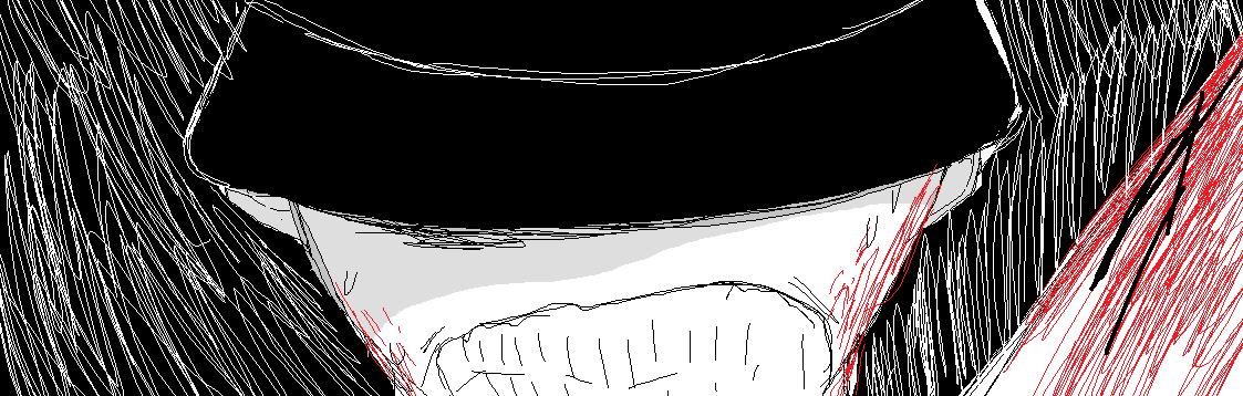 The Batter grits his teeth in fury and hatred, blood spattered on his face.