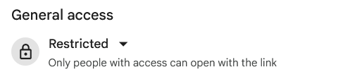 The user access has changed to Restricted, meaning only users added to the document can edit it.