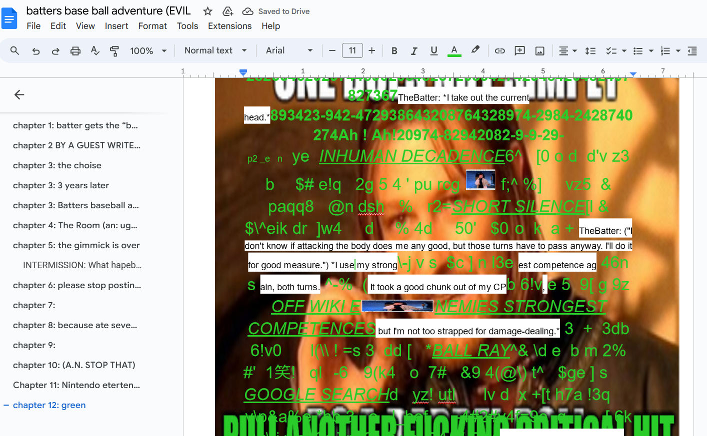 A screenshot of this very paragraph as viewed in Google Documents.
