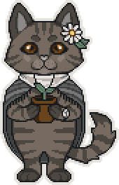 a pixel drawing of seraphina holding a potted plant
