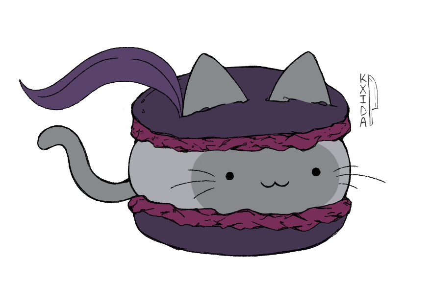 a drawing of sneasler cat as a macaron