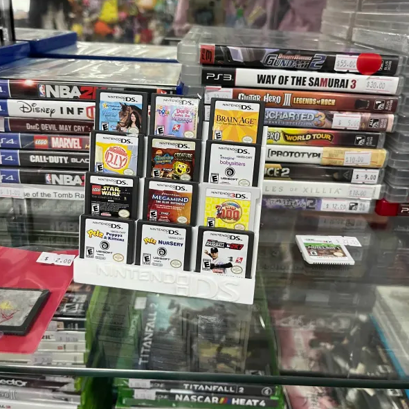 A display of various Nintendo DS games