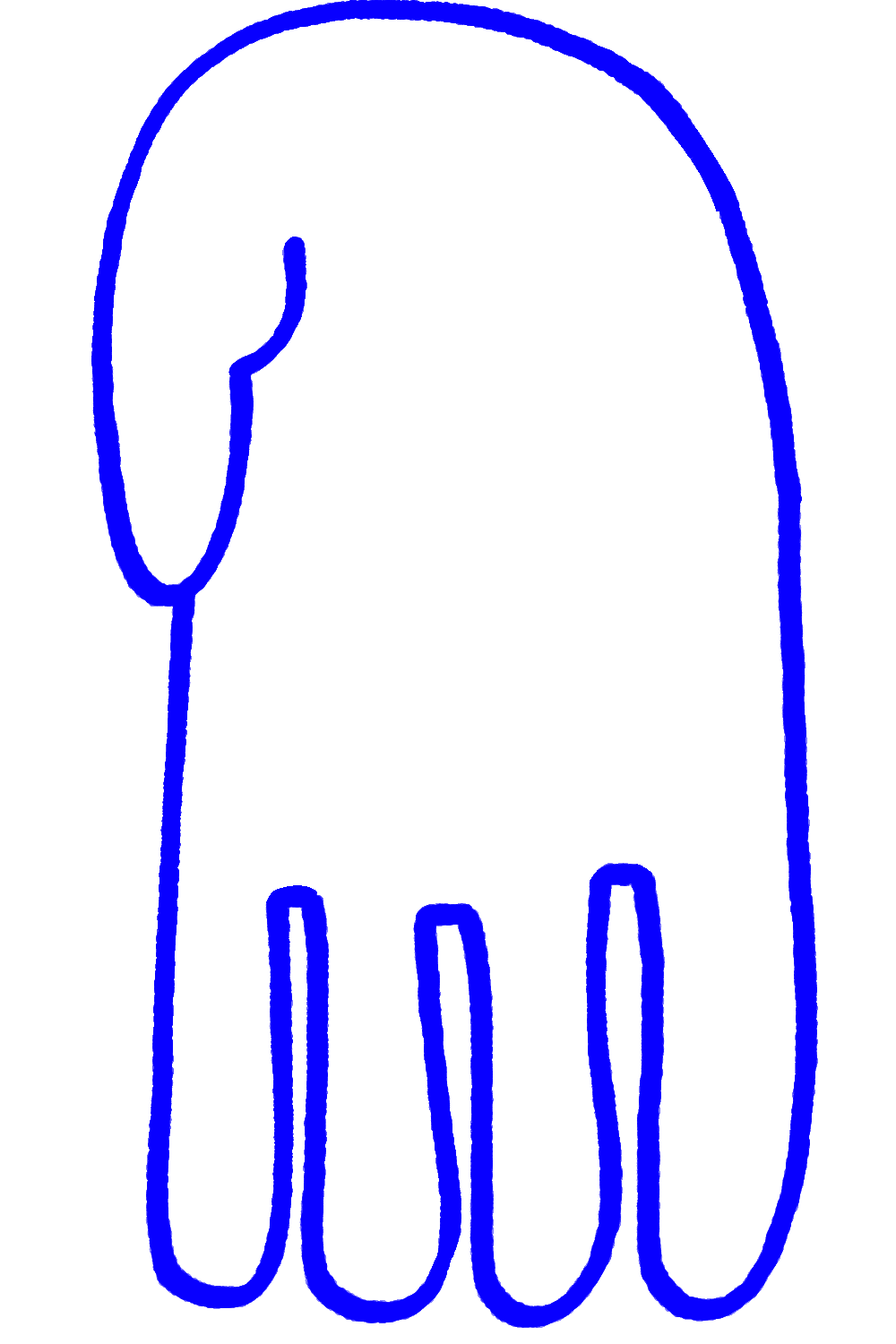 a hand pointing down