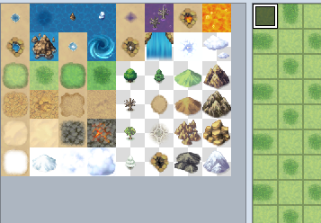 A screenshot showing the many options for tiles in RPG Maker.