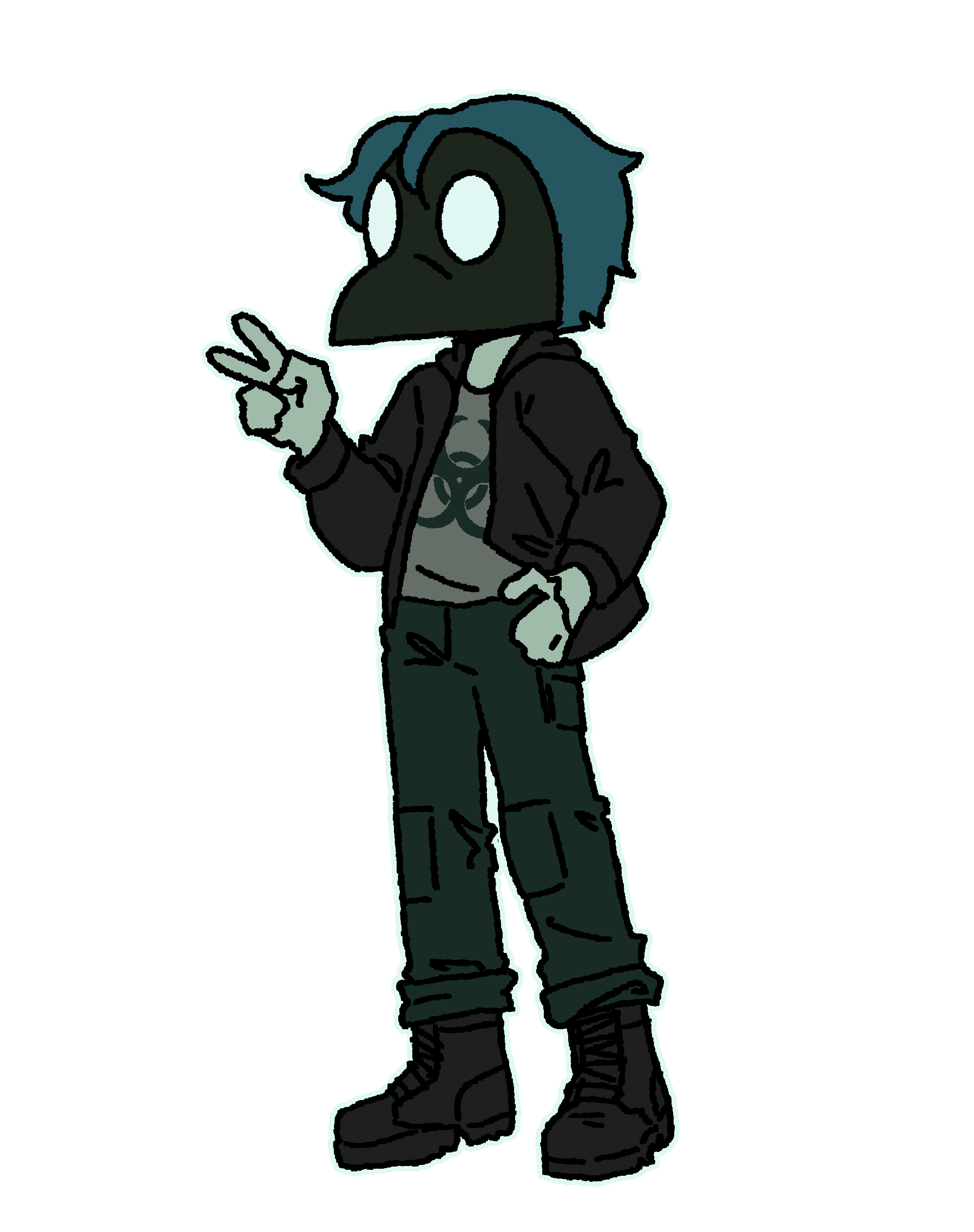 My sona, a guy with a plague doctor's mask for a face