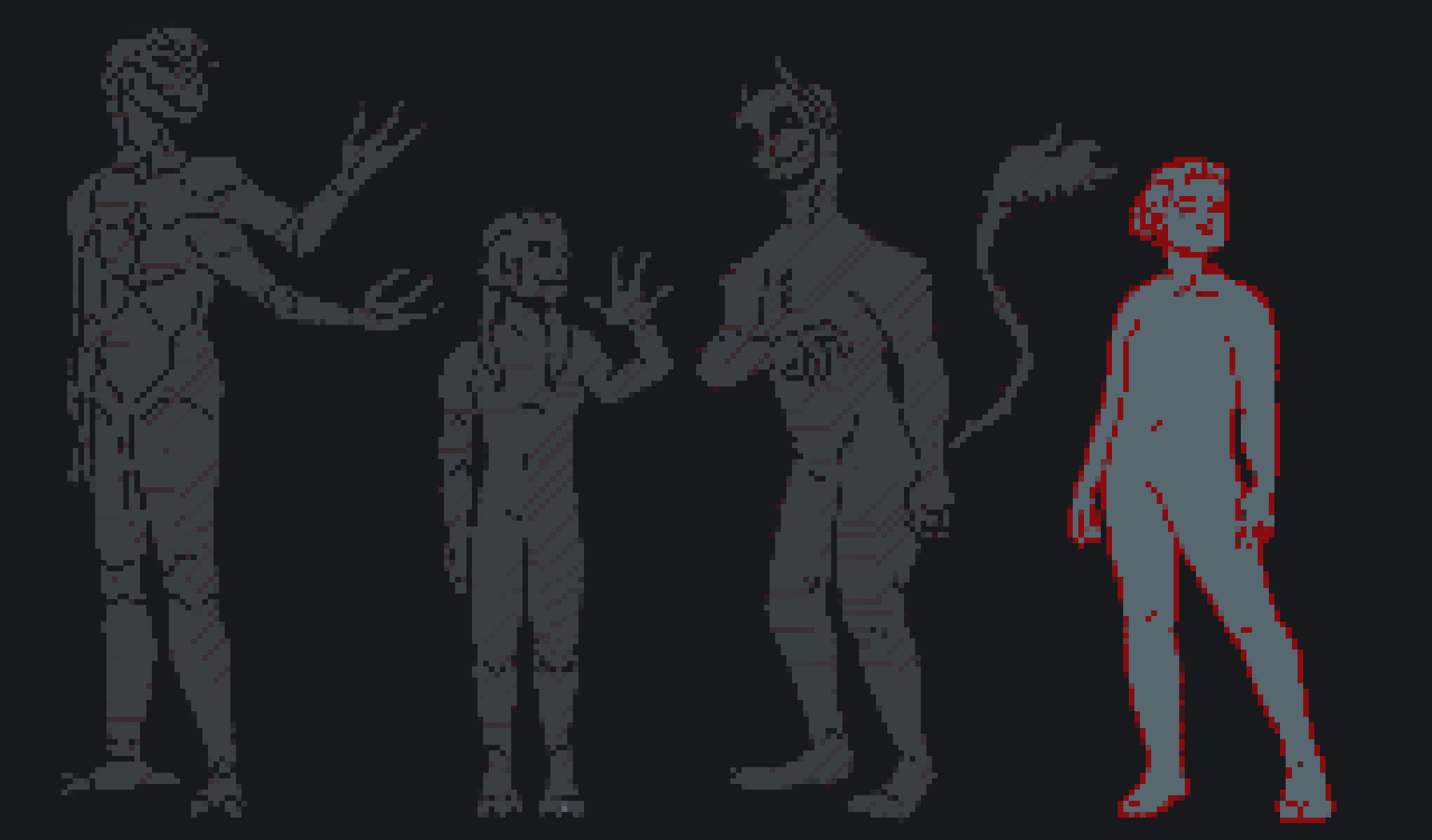 a species lineup with humans highlighted