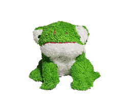 a green spinning frog plush