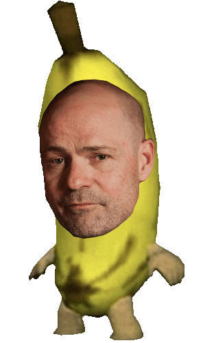gord downies face on banana sackboy