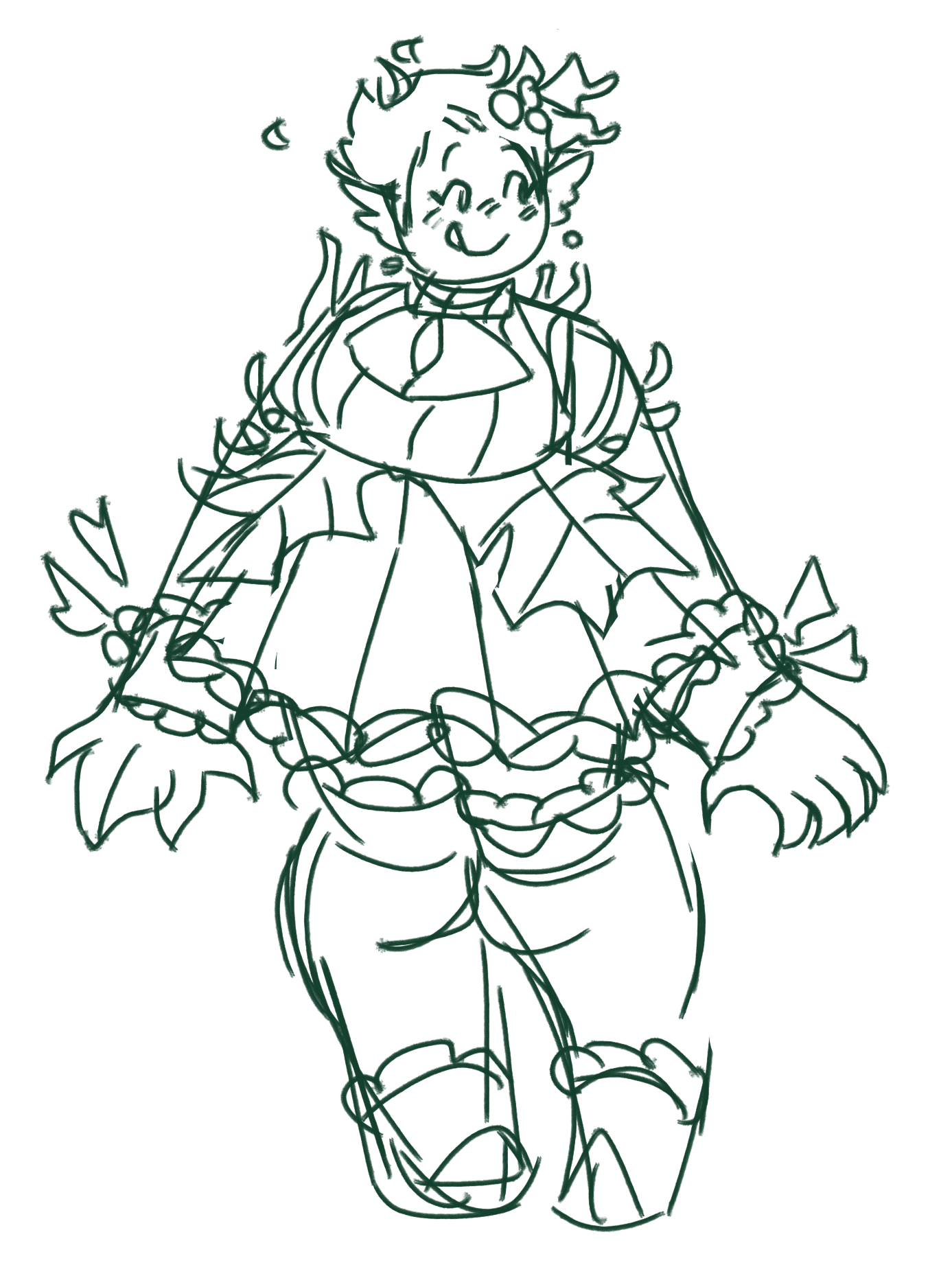 12/22?/2023 tried to make her a christmassy outfit. i didnt end up liking it but the sketch is cute