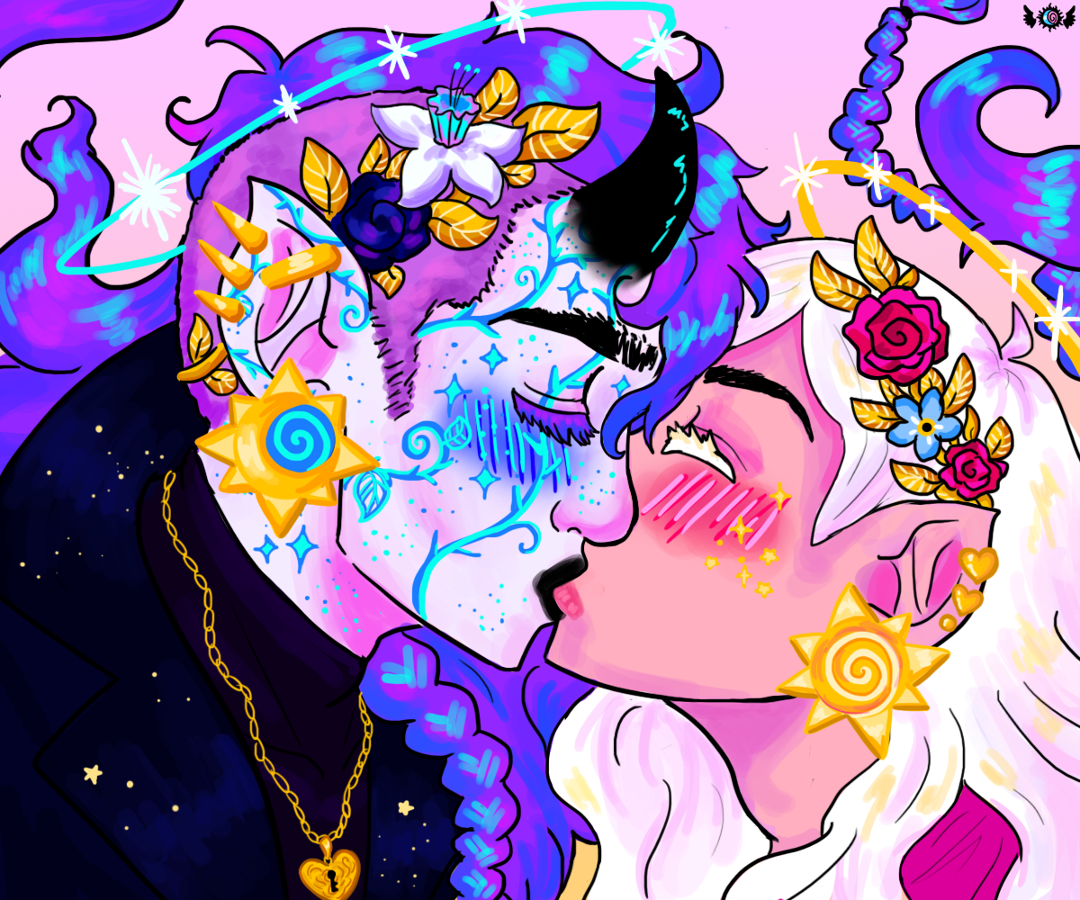Nox and Aura kissing.