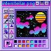 MS Paint with a vapor drawing on it, the stars are sparkling