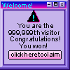 An animation of a suspicious message claiming you won something and telling you to