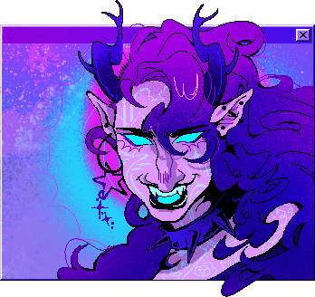 Nox seen from the back, black wings and purple hair flowing as he flies.