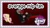 stamp with hank wimbleton holding a chainsaw, titled average mlp fan, with the mlp fim logo edited in