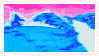 Pixel art of ocean waves crashing