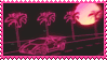 A vaporwave car driving by the sea in black and magenta