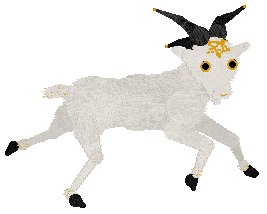 White devil goat running