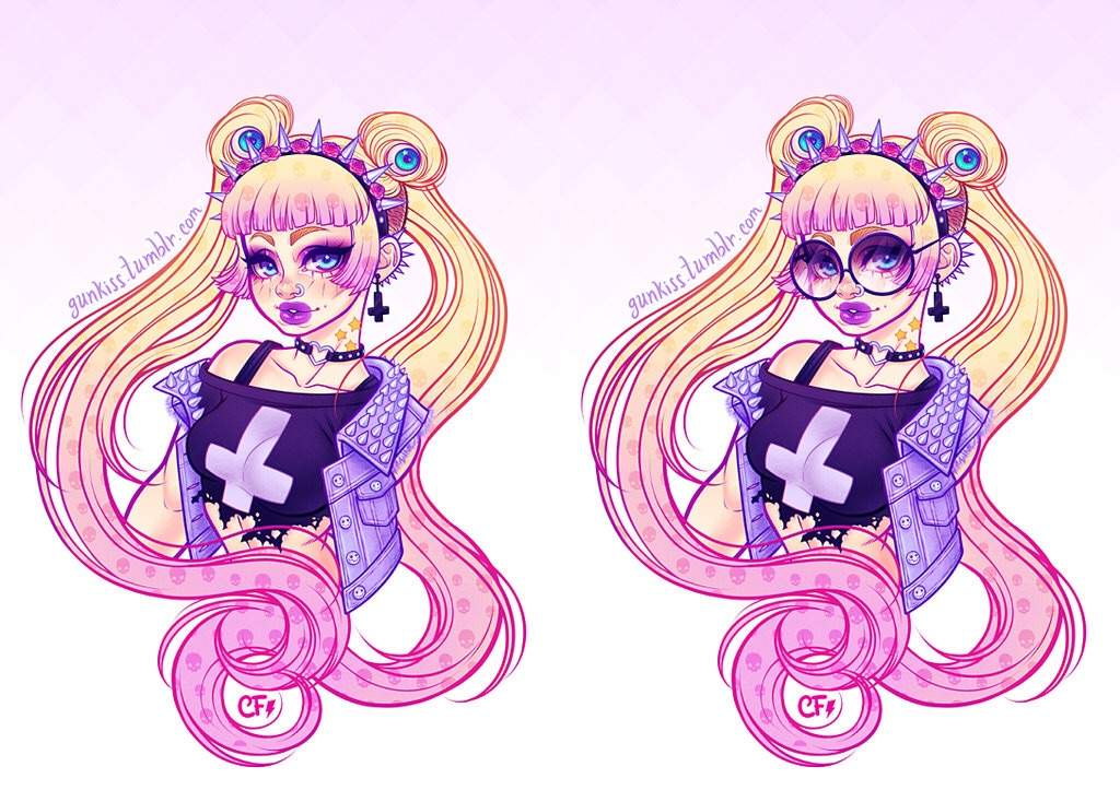 Fanart of Sailor Moon in pastel goth attire