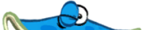 A cropped sprite of Globox from Rayman Origins. Only his eyes and the top of his head that they rest upon can be seen, and he is winking.