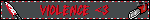 gray and red blinkie with 'violence <3' bloody knife on left and chainsaw on right