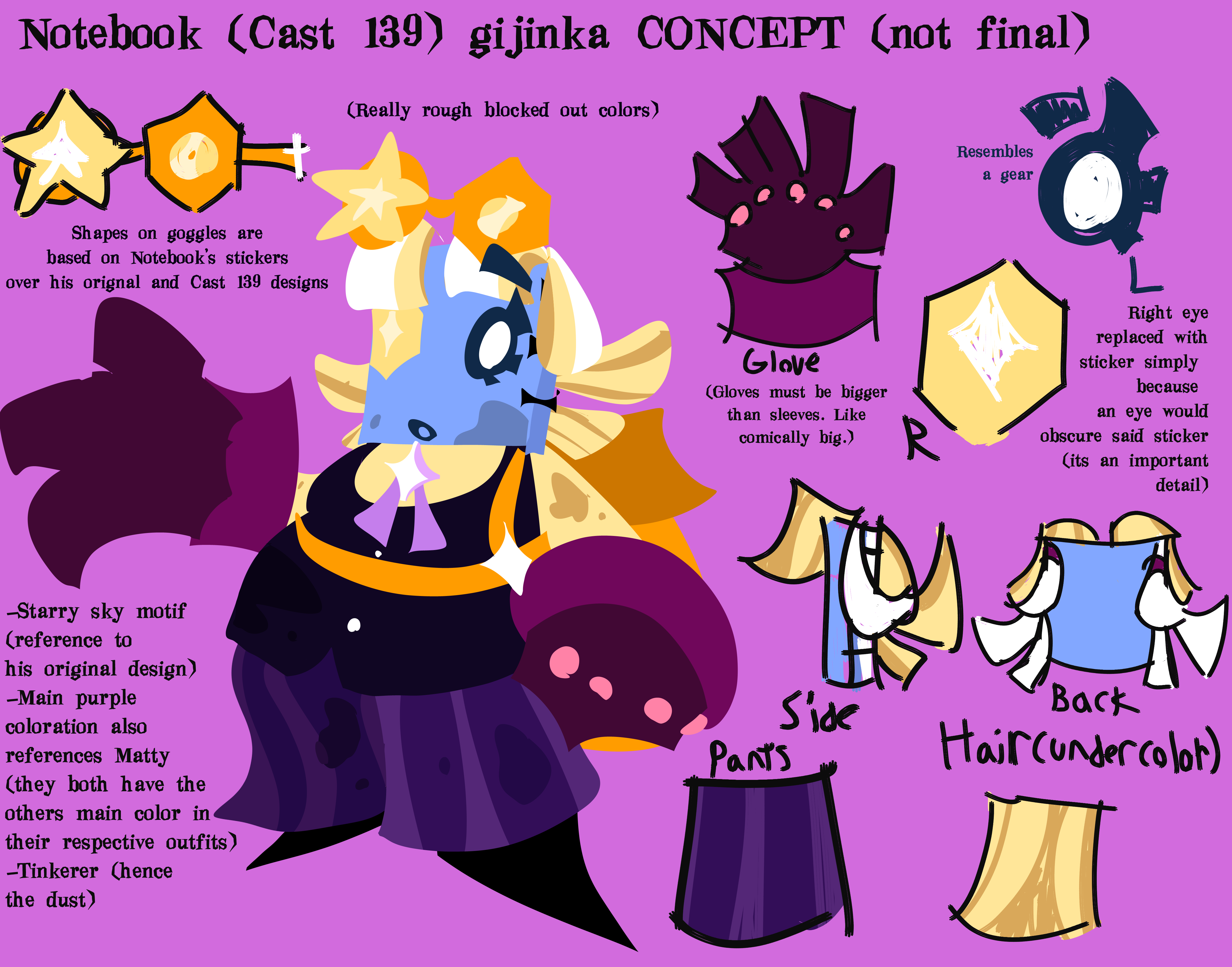 Concept art of an object head gijinka for Cast 139's Notebook