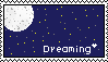 'dreaming' with a full moon and stars stamp