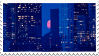pixel cityscape at night stamp