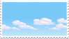 white clouds in a blue sky stamp