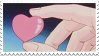 anime image of the forefinger and thumb holding a heart stamp