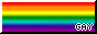 7-stripe gay pride 88x31 button with a black & white border