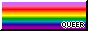 9-stripe queer pride 88x31 button with a black & white border
