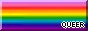 9-stripe queer pride 88x31 button with a colour border