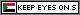 a web badge with a small Sudan flag to the left, and to the right scroll the words 'keep eyes on Sudan!' in black text