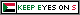 a web badge with a small Sudan flag to the left, and to the right scroll the words 'keep eyes on Sudan!' in green, black and red text
