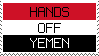 Yemen flag that says 'hands off yemen' web stamp