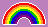 rainbow on light fuchsia background