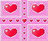 a red heart tile background in a repeated square pattern