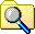 the  Windows95 file explorer icon. It's a beige file folder with a magnifying glass over top of it.