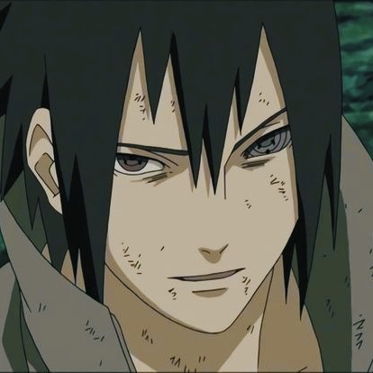 Sasuke staring straight ahead, his eyes purple.