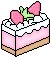 a pixel art slice of strawberry cake