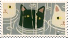 stamp with art of two cats, sitting in a pool of water. one is black, the other white