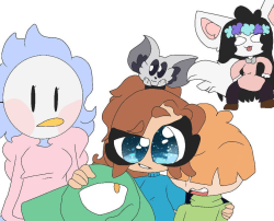 A drawing of multiple of my original characters against a white background.