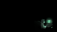 A wallpaper depicting Daisy working on his computer late at night.