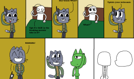 A 8-panel MS Paint comic parodying the 'chicken ass' Gumball comic.