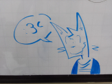 A photograph of a Sam doodle on a whiteboard.