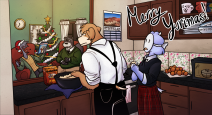 A holidays illustration of the gang participating in traditional Latin American Christmas celebrations.