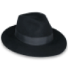 A small favicon of a black-and-white fedora.