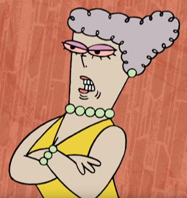 A square screenshot of Lady Richington. She has her arms crossed and an irritated look on her face.